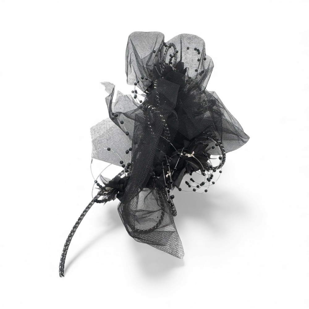 Elegant Black Mesh Hair Fascinator Accessory - Picture 3 of 9
